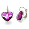 Arete Gancho Frances 02.239.0013.3 Rodio Laminado, Diseño de Corazón, con Swarovski Elements Antique Pink, Pulido, Rodinado