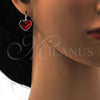 Arete Gancho Frances 02.239.0013.5 Rodio Laminado, Diseño de Corazón, con Swarovski Elements Light Siam, Pulido, Rodinado