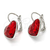Arete Gancho Frances 02.239.0013.5 Rodio Laminado, Diseño de Corazón, con Swarovski Elements Light Siam, Pulido, Rodinado