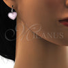 Arete Gancho Frances 02.239.0013.6 Rodio Laminado, Diseño de Corazón, con Swarovski Elements Rose Water Opal, Pulido, Rodinado