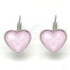 Arete Gancho Frances 02.239.0013.6 Rodio Laminado, Diseño de Corazón, con Swarovski Elements Rose Water Opal, Pulido, Rodinado