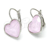 Arete Gancho Frances 02.239.0013.6 Rodio Laminado, Diseño de Corazón, con Swarovski Elements Rose Water Opal, Pulido, Rodinado