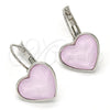 Arete Gancho Frances 02.239.0013.6 Rodio Laminado, Diseño de Corazón, con Swarovski Elements Rose Water Opal, Pulido, Rodinado