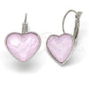 Arete Gancho Frances 02.239.0013.6 Rodio Laminado, Diseño de Corazón, con Swarovski Elements Rose Water Opal, Pulido, Rodinado