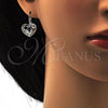 Arete Gancho Frances 02.239.0013.7 Rodio Laminado, Diseño de Corazón, con Swarovski Elements Rose Patina, Pulido, Rodinado