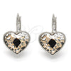 Arete Gancho Frances 02.239.0013.7 Rodio Laminado, Diseño de Corazón, con Swarovski Elements Rose Patina, Pulido, Rodinado