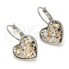 Arete Gancho Frances 02.239.0013.7 Rodio Laminado, Diseño de Corazón, con Swarovski Elements Rose Patina, Pulido, Rodinado