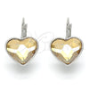 Arete Gancho Frances 02.239.0013.8 Rodio Laminado, Diseño de Corazón, con Swarovski Elements Golden Shadow, Pulido, Rodinado