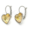Arete Gancho Frances 02.239.0013.8 Rodio Laminado, Diseño de Corazón, con Swarovski Elements Golden Shadow, Pulido, Rodinado