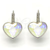 Arete Gancho Frances 02.239.0013.9 Rodio Laminado, Diseño de Corazón, con Swarovski Elements Aurore Boreale, Pulido, Rodinado