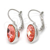 Arete Gancho Frances 02.239.0014.2 Rodio Laminado, Diseño de Gota, con Swarovski Elements Rose Peach, Pulido, Rodinado