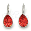 Arete Gancho Frances 02.239.0014.4 Rodio Laminado, Diseño de Gota, con Swarovski Elements Padparadscha, Pulido, Rodinado