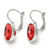 Arete Gancho Frances 02.239.0014.4 Rodio Laminado, Diseño de Gota, con Swarovski Elements Padparadscha, Pulido, Rodinado