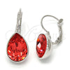 Arete Gancho Frances 02.239.0014.4 Rodio Laminado, Diseño de Gota, con Swarovski Elements Padparadscha, Pulido, Rodinado