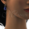 Arete Gancho Frances 02.239.0014.6 Rodio Laminado, Diseño de Gota, con Swarovski Elements Bermuda Blue, Pulido, Rodinado