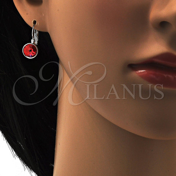 Arete Gancho Frances 02.239.0007.7 Rodio Laminado, con Swarovski Elements Padparadscha, Pulido, Rodinado