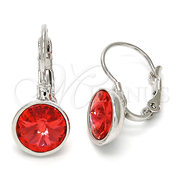 Arete Gancho Frances 02.239.0007.7 Rodio Laminado, con Swarovski Elements Padparadscha, Pulido, Rodinado