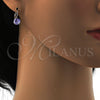 Arete Gancho Frances 02.239.0010.3 Rodio Laminado, Diseño de Disco, con Provence Lavander Swarovski Elements, Pulido, Rodinado