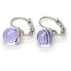 Arete Gancho Frances 02.239.0010.3 Rodio Laminado, Diseño de Disco, con Provence Lavander Swarovski Elements, Pulido, Rodinado