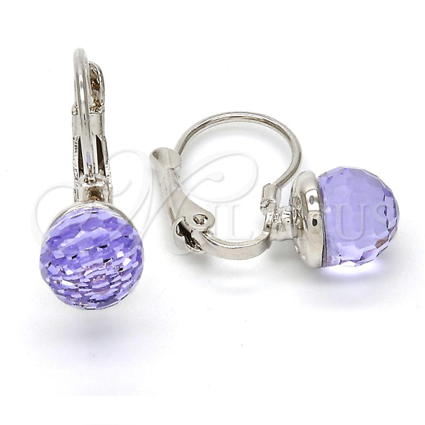 Arete Gancho Frances 02.239.0010.3 Rodio Laminado, Diseño de Disco, con Swarovski Elements Provence Lavander, Pulido, Rodinado