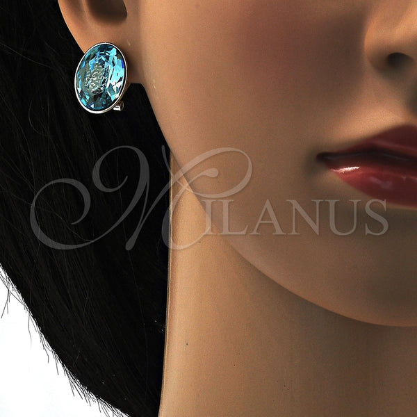 Arete Dormilona 02.239.0015.3 Rodio Laminado, con Swarovski Elements Light Turquoise, Pulido, Rodinado