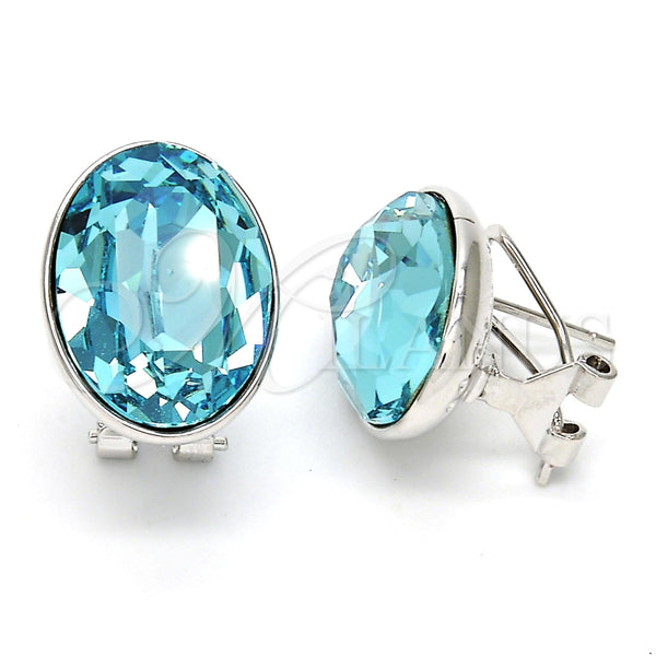 Arete Dormilona 02.239.0015.3 Rodio Laminado, con Swarovski Elements Light Turquoise, Pulido, Rodinado