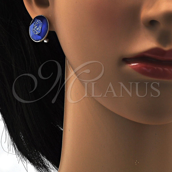 Arete Dormilona 02.239.0015.4 Rodio Laminado, con Swarovski Elements Bermuda Blue, Pulido, Rodinado