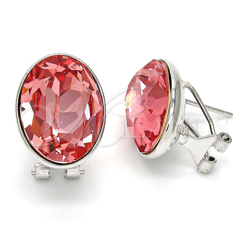 Arete Dormilona 02.239.0015.6 Rodio Laminado, con Rose Peach Swarovski Elements, Pulido, Rodinado
