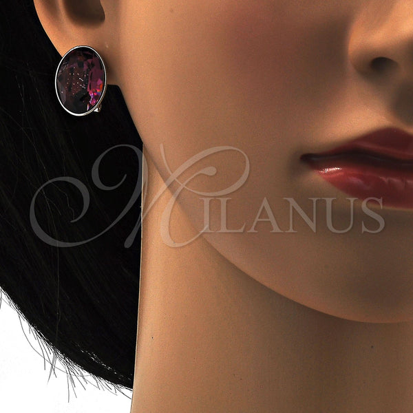 Arete Dormilona 02.239.0015.7 Rodio Laminado, con Swarovski Elements Amethyst, Pulido, Rodinado
