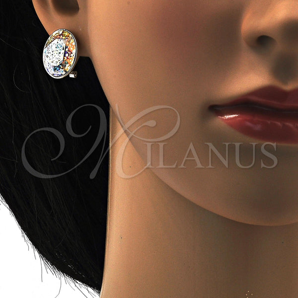 Arete Dormilona 02.239.0015.11 Rodio Laminado, con Swarovski Elements White Platina, Pulido, Rodinado
