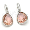 Arete Colgante 02.239.0016.2 Rodio Laminado, Diseño de Gota, con Swarovski Elements Light Peach, Pulido, Rodinado
