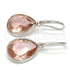 Arete Colgante 02.239.0016.2 Rodio Laminado, Diseño de Gota, con Swarovski Elements Light Peach, Pulido, Rodinado