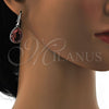 Arete Colgante 02.239.0016.4 Rodio Laminado, Diseño de Gota, con Swarovski Elements Rose Peach, Pulido, Rodinado