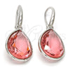 Arete Colgante 02.239.0016.4 Rodio Laminado, Diseño de Gota, con Swarovski Elements Rose Peach, Pulido, Rodinado
