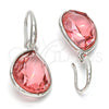 Arete Colgante 02.239.0016.4 Rodio Laminado, Diseño de Gota, con Swarovski Elements Rose Peach, Pulido, Rodinado