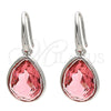 Arete Colgante 02.239.0016.4 Rodio Laminado, Diseño de Gota, con Swarovski Elements Rose Peach, Pulido, Rodinado