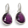 Arete Colgante 02.239.0016.5 Rodio Laminado, Diseño de Gota, con Swarovski Elements Amethyst, Pulido, Rodinado