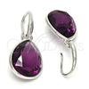 Arete Colgante 02.239.0016.5 Rodio Laminado, Diseño de Gota, con Swarovski Elements Amethyst, Pulido, Rodinado