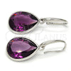 Arete Colgante 02.239.0016.5 Rodio Laminado, Diseño de Gota, con Swarovski Elements Amethyst, Pulido, Rodinado