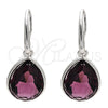 Arete Colgante 02.239.0016.5 Rodio Laminado, Diseño de Gota, con Swarovski Elements Amethyst, Pulido, Rodinado