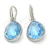 Arete Colgante 02.239.0016.6 Rodio Laminado, Diseño de Gota, con Swarovski Elements Aquamarine, Pulido, Rodinado