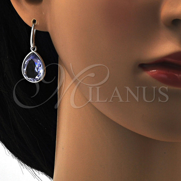 Arete Colgante 02.239.0016.7 Rodio Laminado, Diseño de Gota, con Swarovski Elements Provence Lavander, Pulido, Rodinado