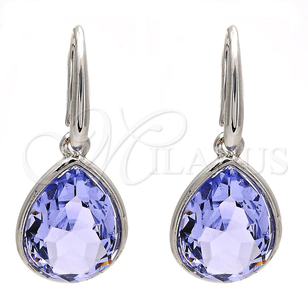 Arete Colgante 02.239.0016.7 Rodio Laminado, Diseño de Gota, con Swarovski Elements Provence Lavander, Pulido, Rodinado