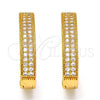 Argolla Huggie 02.217.0045.20 Oro Laminado, con Blanca Micro Pave, Pulido, Tono Dorado