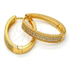 Argolla Huggie 02.217.0045.20 Oro Laminado, con Blanca Micro Pave, Pulido, Tono Dorado