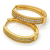 Argolla Huggie 02.217.0045.20 Oro Laminado, con Blanca Micro Pave, Pulido, Tono Dorado