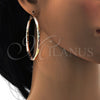 Argolla Grande 02.170.0109.1.60 Oro Laminado, Diseño de Hueco, Diamantado, Tres Tonos