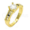 Anillo Multi Piedra 01.99.0048.07 Oro Laminado, con Blanca and Negro Zirconia Cubica, Pulido, Tono Dorado (Size 7)