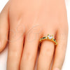 Anillo Multi Piedra 01.99.0048.09 Oro Laminado, con Blanca and Negro Zirconia Cubica, Pulido, Tono Dorado (Size 9)