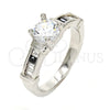 Anillo Multi Piedra 01.99.0048.1.09 Rodio Laminado, con Zirconia Cubica Blanca y Negro, Pulido, Rodinado (Tamaño 9)